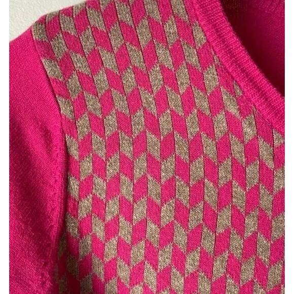 Old Navy Pink & Tan Geometric‎ Cardigan Sweater Size Medium - Picture 1 of 8